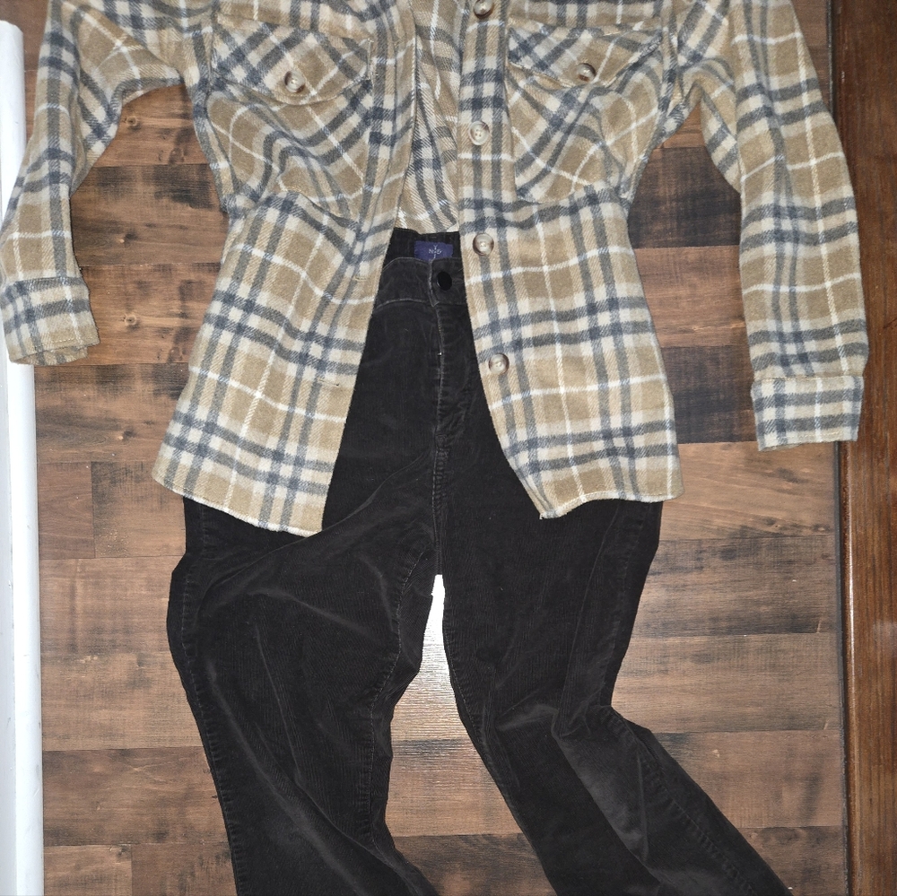 BlankNYC Shacket Flannel [Medium] Soft Warm Tan Plaid Chore Jacket - Picture 5 of 6